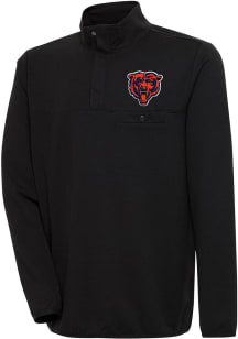 Antigua Chicago Bears Mens Black Bear Logo Steamer Long Sleeve 1/4 Zip Pullover