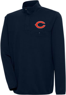 Antigua Chicago Bears Mens Navy Blue Steamer Long Sleeve 1/4 Zip Pullover