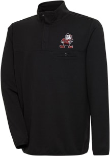 Antigua Cleveland Browns Mens Black Steamer Long Sleeve 1/4 Zip Pullover