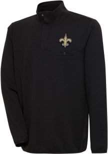 Antigua New Orleans Saints Mens Black Steamer Long Sleeve 1/4 Zip Pullover