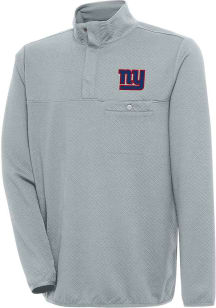 Antigua New York Giants Mens Grey Steamer Long Sleeve 1/4 Zip Pullover