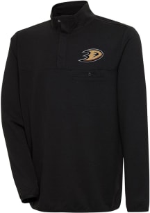 Antigua Anaheim Ducks Mens Black Steamer Long Sleeve 1/4 Zip Pullover