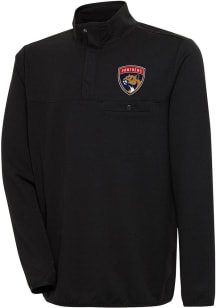 Antigua Florida Panthers Mens Black Steamer Long Sleeve 1/4 Zip Pullover