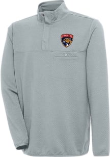 Antigua Florida Panthers Mens Grey Steamer Long Sleeve 1/4 Zip Pullover