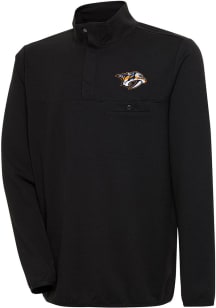 Antigua Nashville Predators Mens Black Steamer Long Sleeve 1/4 Zip Pullover