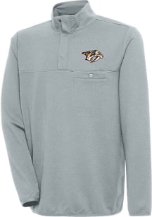 Antigua Nashville Predators Mens Grey Steamer Long Sleeve 1/4 Zip Pullover