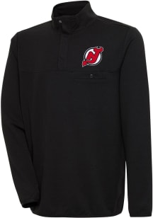 Antigua New Jersey Devils Mens Black Steamer Long Sleeve 1/4 Zip Pullover