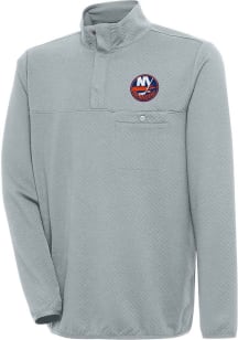 Antigua New York Islanders Mens Grey Steamer Long Sleeve 1/4 Zip Pullover