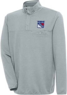 Antigua New York Rangers Mens Grey Steamer Long Sleeve 1/4 Zip Pullover