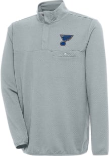 Antigua St Louis Blues Mens Grey Steamer Long Sleeve 1/4 Zip Pullover