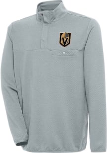 Antigua Vegas Golden Knights Mens Grey Steamer Long Sleeve 1/4 Zip Pullover