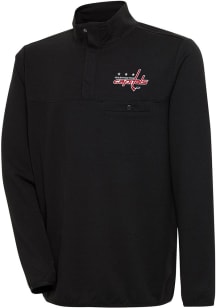 Antigua Washington Capitals Mens Black Steamer Long Sleeve 1/4 Zip Pullover