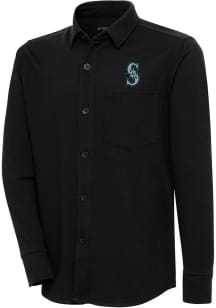 Antigua Seattle Mariners Mens Black Steamer Shacket Long Sleeve Dress Shirt