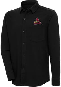 Antigua St Louis Cardinals Mens Black Steamer Shacket Long Sleeve Dress Shirt