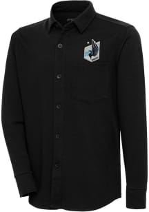 Antigua Minnesota United FC Mens Black Steamer Shacket Long Sleeve Dress Shirt