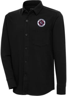 Antigua New England Revolution Mens Black Steamer Shacket Long Sleeve Dress Shirt