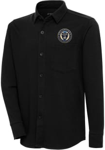 Antigua Philadelphia Union Mens Black Steamer Shacket Long Sleeve Dress Shirt
