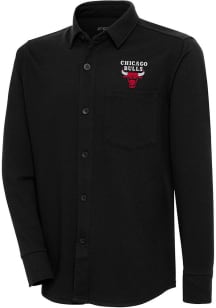 Antigua Chicago Bulls Mens Black Steamer Shacket Long Sleeve Dress Shirt