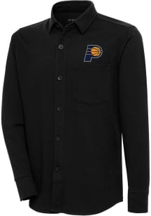 Antigua Indiana Pacers Mens Black Steamer Shacket Long Sleeve Dress Shirt