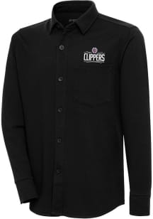 Antigua Los Angeles Clippers Mens Black Steamer Shacket Long Sleeve Dress Shirt