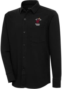 Antigua Miami Heat Mens Black Steamer Shacket Long Sleeve Dress Shirt