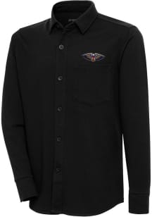 Antigua New Orleans Pelicans Mens Black Steamer Shacket Long Sleeve Dress Shirt