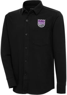Antigua Sacramento Kings Mens Black Steamer Shacket Long Sleeve Dress Shirt