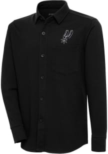 Antigua San Antonio Spurs Mens Black Steamer Shacket Long Sleeve Dress Shirt