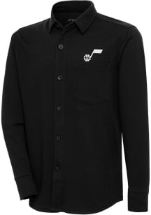 Antigua Utah Jazz Mens Black Steamer Shacket Long Sleeve Dress Shirt