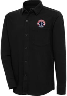 Antigua Washington Wizards Mens Black Steamer Shacket Long Sleeve Dress Shirt