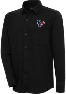 Antigua Houston Texans Mens Black Steamer Shacket Long Sleeve Dress Shirt