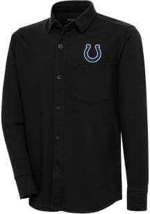 Antigua Indianapolis Colts Mens Black Steamer Shacket Long Sleeve Dress Shirt