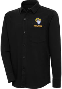 Antigua Los Angeles Rams Mens Black Text Steamer Shacket Long Sleeve Dress Shirt