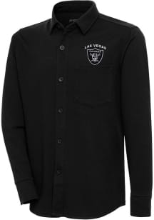 Antigua Las Vegas Raiders Mens Black Steamer Shacket Long Sleeve Dress Shirt