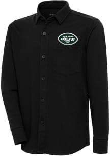 Antigua New York Jets Mens Black Steamer Shacket Long Sleeve Dress Shirt
