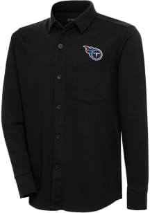 Antigua Tennessee Titans Mens Black Steamer Shacket Long Sleeve Dress Shirt