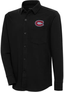 Antigua Montreal Canadiens Mens Black Steamer Shacket Long Sleeve Dress Shirt