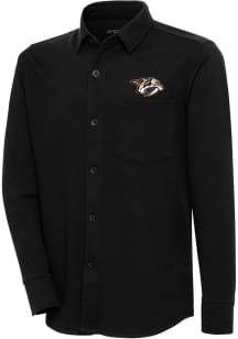 Antigua Nashville Predators Mens Black Steamer Shacket Long Sleeve Dress Shirt