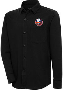 Antigua New York Islanders Mens Black Steamer Shacket Long Sleeve Dress Shirt