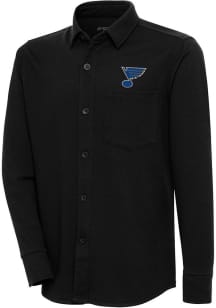 Antigua St Louis Blues Mens Black Steamer Shacket Long Sleeve Dress Shirt