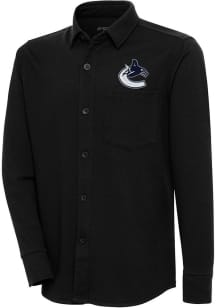 Antigua Vancouver Canucks Mens Black Steamer Shacket Long Sleeve Dress Shirt