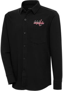Antigua Washington Capitals Mens Black Steamer Shacket Long Sleeve Dress Shirt
