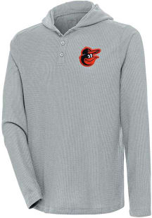 Antigua Baltimore Orioles Mens Grey Strong Hold Long Sleeve Hoodie
