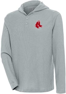 Antigua Boston Red Sox Mens Grey Strong Hold Long Sleeve Hoodie