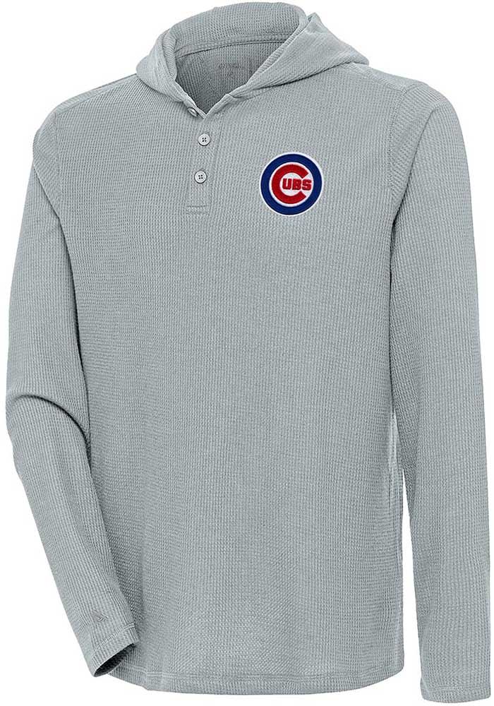 Antigua Chicago Cubs Grey Strong Hold Long Sleeve Hoodie, Grey, 100% POLYESTER, Size 2XL, Rally House