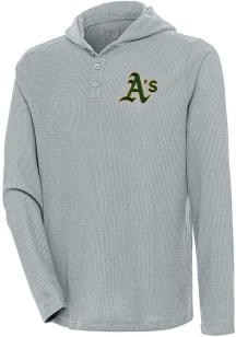 Antigua Oakland Athletics Mens Grey Strong Hold Long Sleeve Hoodie