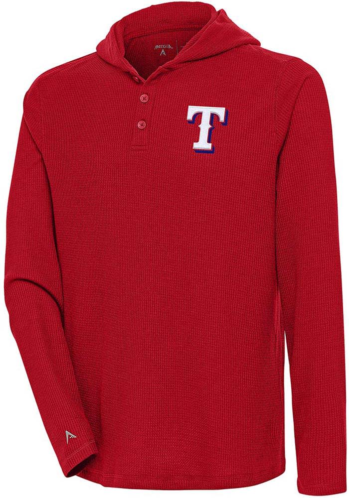 Antigua Texas Rangers Red Strong Hold Long Sleeve Hoodie, Red, 100% POLYESTER, Size S, Rally House