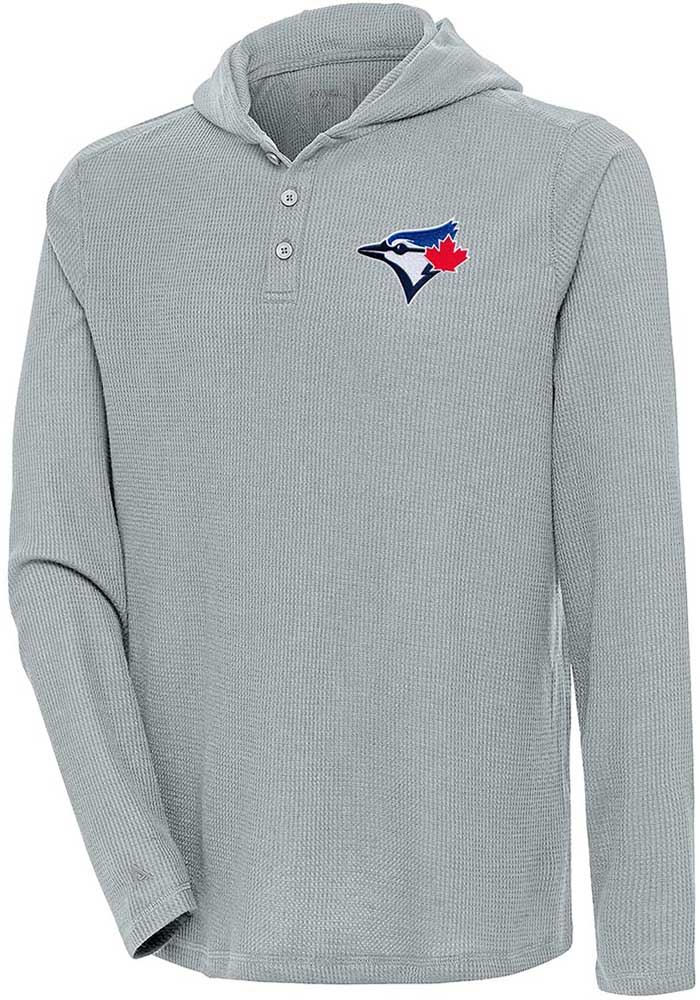 Antigua Toronto Blue Jays Grey Strong Hold Long Sleeve Hoodie, Grey, 100% POLYESTER, Size L, Rally House