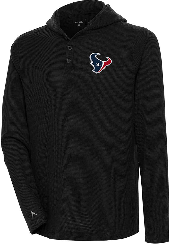 Antigua Houston Texans Black Saga Long Sleeve Hoodie, Black, 90 % Polyester / 10% SPANDEX, Size XL, Rally House