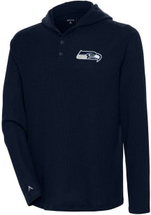 Antigua Seattle Seahawks Mens Navy Blue Strong Hold Long Sleeve Hoodie